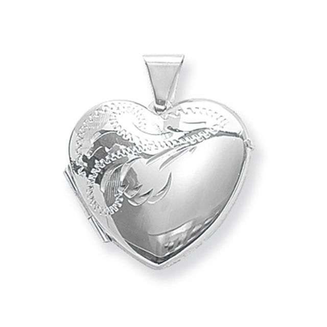 Buy Sterling Silver Large Half Engraved Heart Locket by World of Jewellery