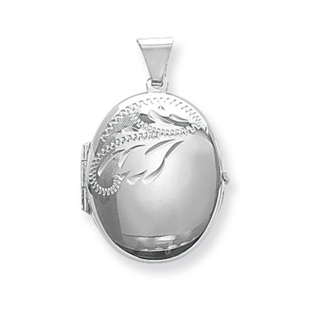 Buy Sterling Silver Small Half Engraved Oval Locket by World of Jewellery
