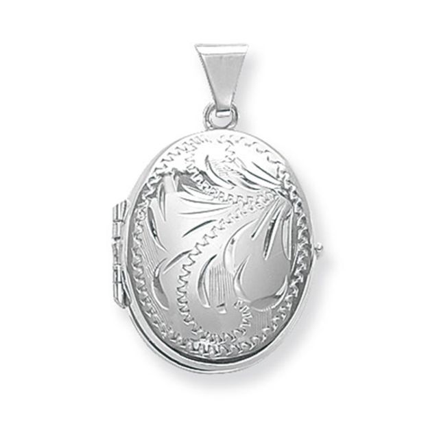 Buy Sterling Silver Small Full Engraved Family Oval Locket by World of Jewellery