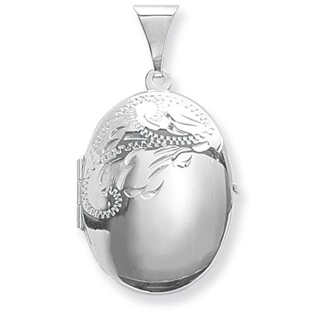 Buy Sterling Silver Medium Half Engraved Oval Locket by World of Jewellery