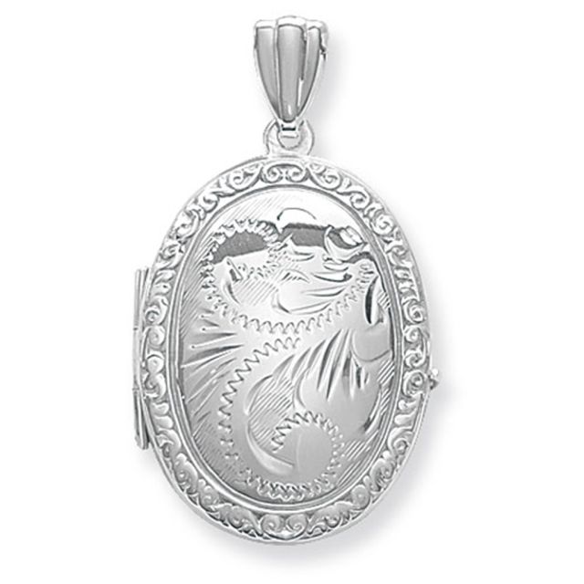Buy Sterling Silver Full Engraved Oval Locket by World of Jewellery