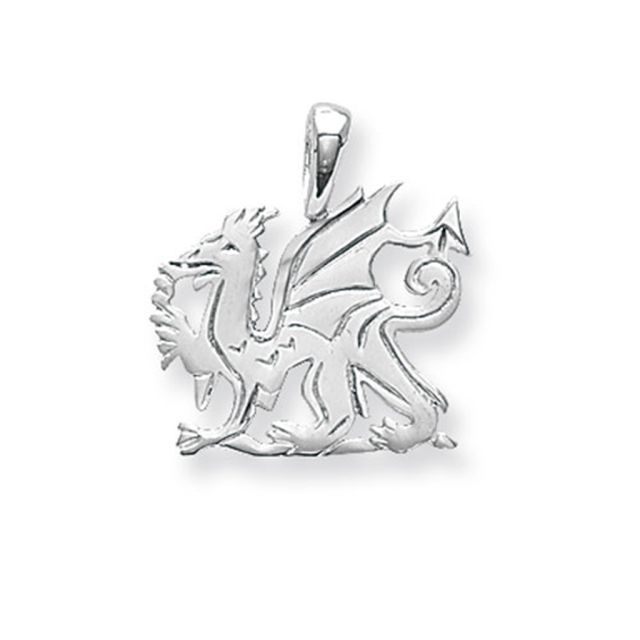 Buy Sterling Silver Small Welsh Dragon Pendant by World of Jewellery