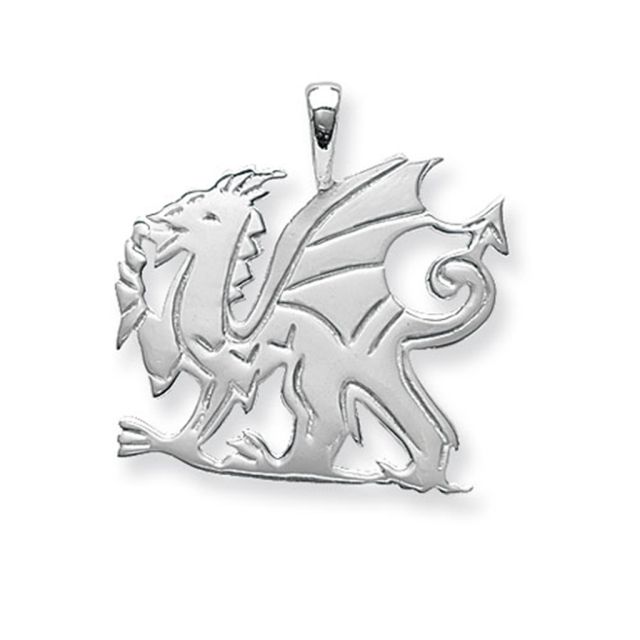 Buy Sterling Silver Large Welsh Dragon Pendant by World of Jewellery