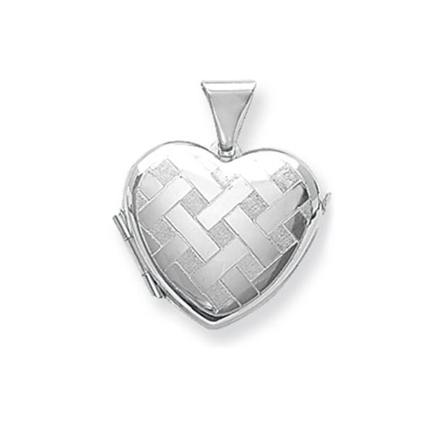Buy Sterling Silver Small Patterned Heart Locket by World of Jewellery