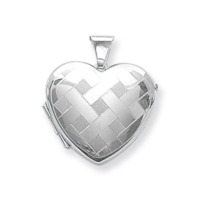 Buy Sterling Silver Large Patterned Heart Locket by World of Jewellery