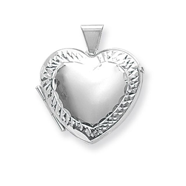 Buy Sterling Silver Medium Engraved Edge Heart Locket by World of Jewellery