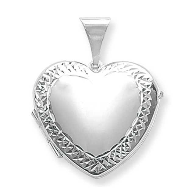 Buy Sterling Silver Large Engraved Edge Heart Locket by World of Jewellery
