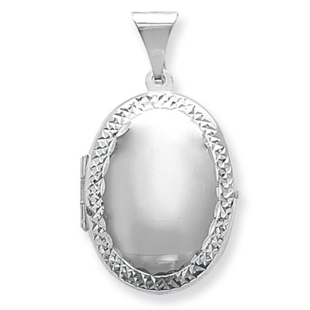 Buy Sterling Silver Small Engraved Edge Oval Locket by World of Jewellery