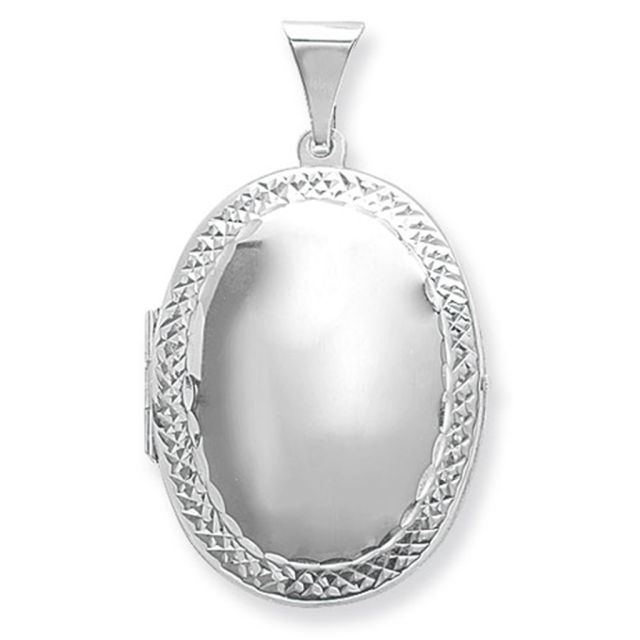Buy Men's Sterling Silver Medium Engraved Edge Oval Locket On A Black Leather Cord Necklace by World of Jewellery