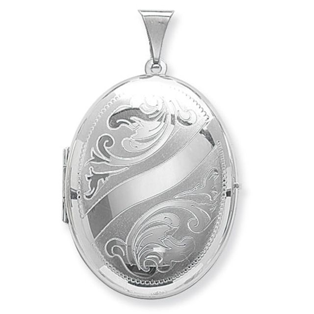 Buy Children's Sterling Silver Large Engraved Oval Locket On A Curb Necklace by World of Jewellery