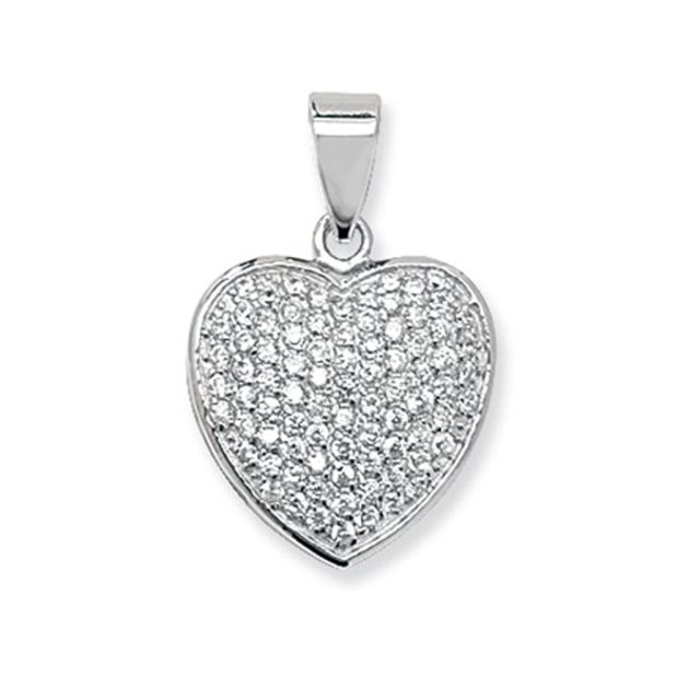 Buy Sterling Silver Cubic Zirconia Cluster Heart Pendant by World of Jewellery