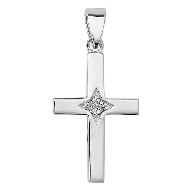 Buy Sterling Silver Cubic Zirconia Cross Pendant by World of Jewellery