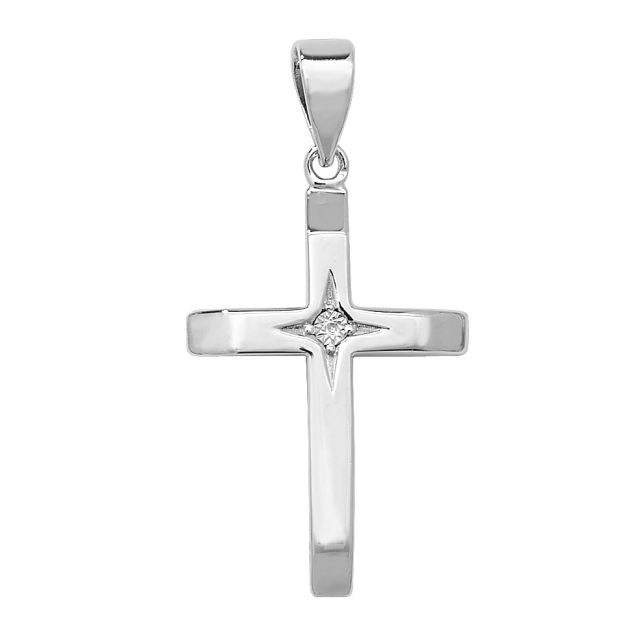 Buy Sterling Silver Cubic Zirconia Cross Pendant by World of Jewellery