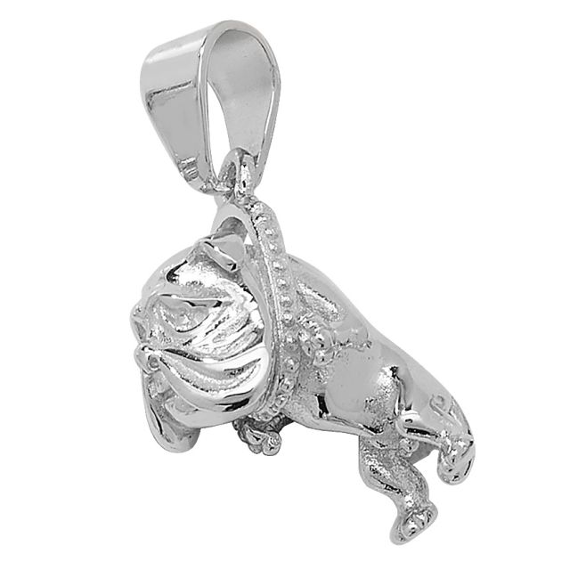 Buy Sterling Silver Small Bling Bulldog Pendant by World of Jewellery