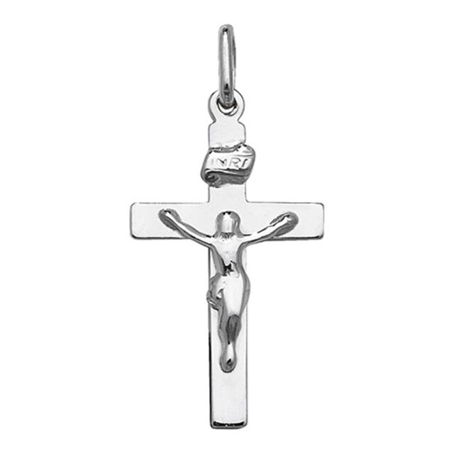 Buy Sterling Silver Solid Plain INRI Crucifix Pendant by World of Jewellery