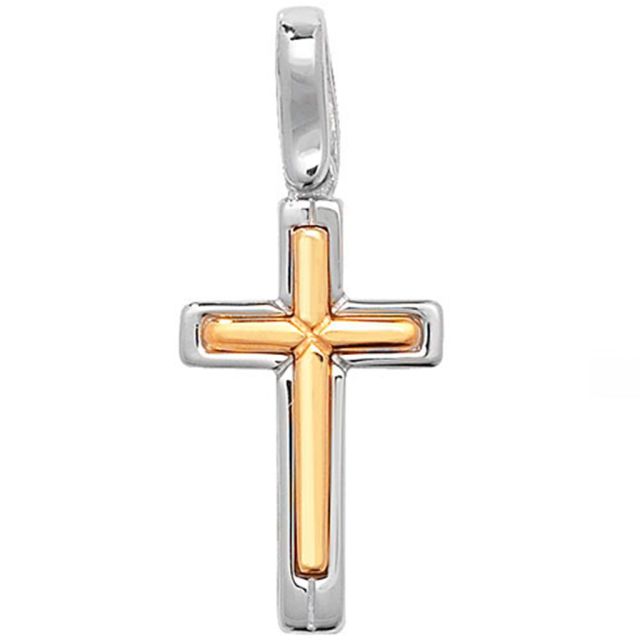 Buy Sterling Silver Two Tone Cross Pendant by World of Jewellery