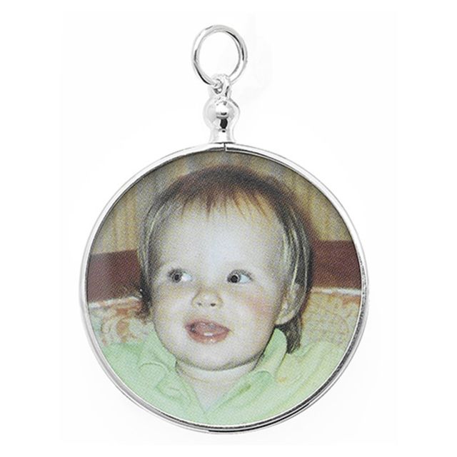 Buy Sterling Silver 32MM Round Photo Frame Pendant by World of Jewellery