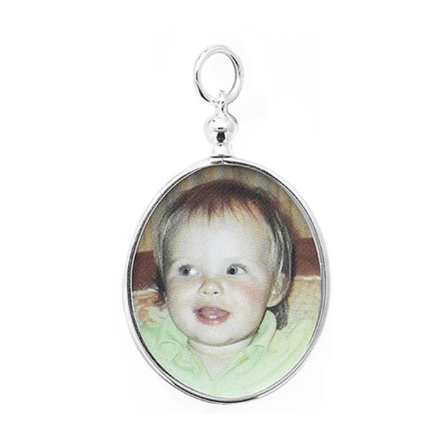 Buy Sterling Silver 29MM High Oval Photo Frame Pendant by World of Jewellery