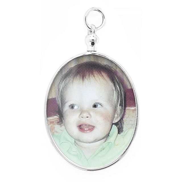 Buy Sterling Silver 37MM High Oval Photo Frame Pendant by World of Jewellery