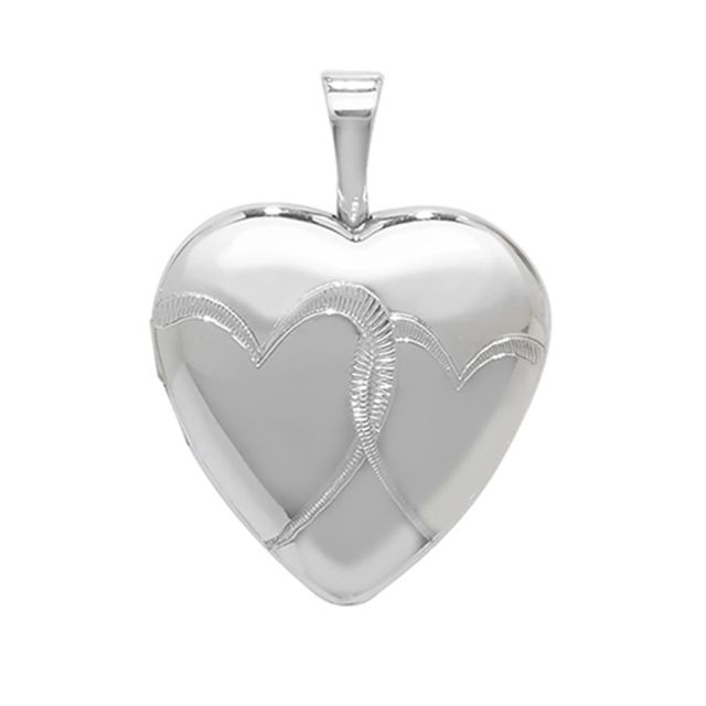 Buy Sterling Silver 16MM High Double Heart Engraved Heart Locket by World of Jewellery