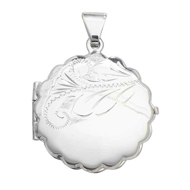 Buy Sterling Silver Engraved Fancy Flower Shape Locket by World of Jewellery