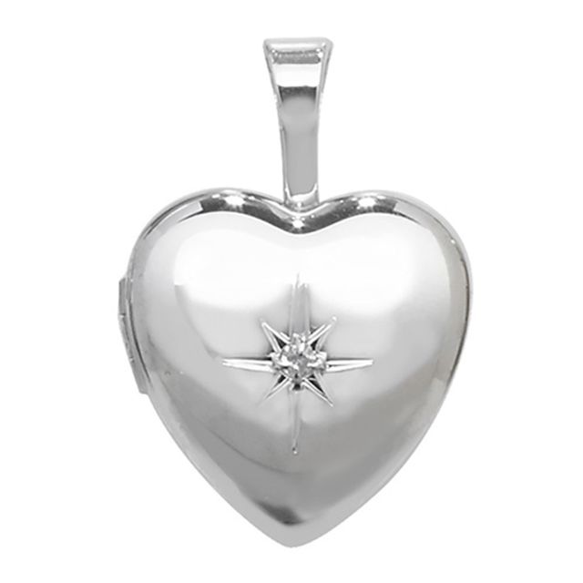 Buy Sterling Silver 0.01ct Diamond Set Heart Locket by World of Jewellery