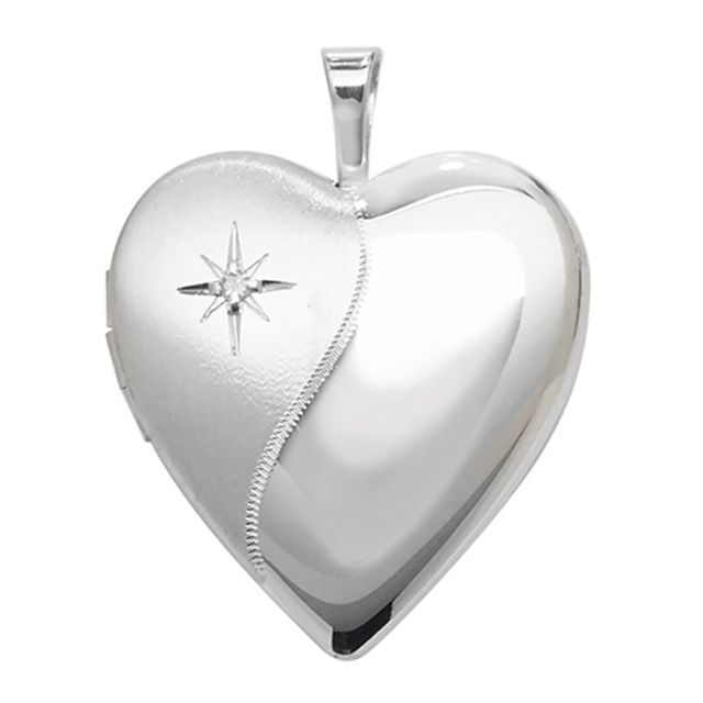 Buy Sterling Silver 0.01ct Diamond Set Fancy Heart Locket by World of Jewellery