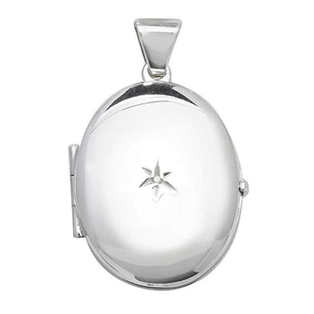 Buy Sterling Silver 0.01ct Diamond Set Oval Locket by World of Jewellery