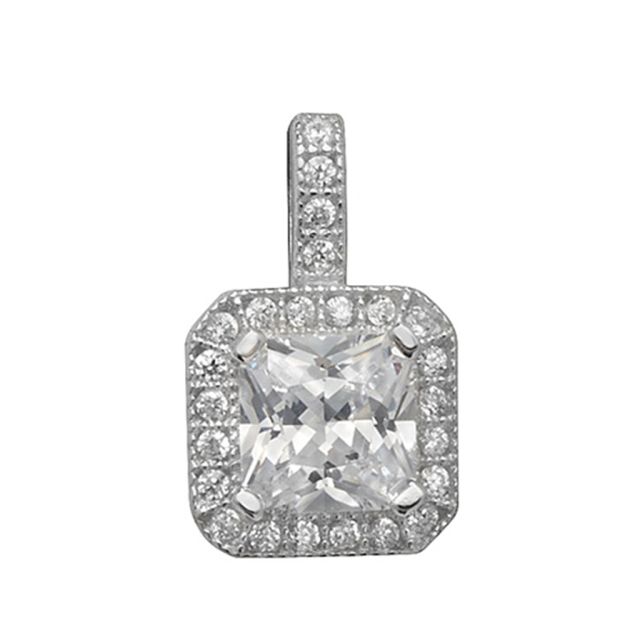 Buy Sterling Silver Cubic Zirconia Cushion Shape Pendant by World of Jewellery