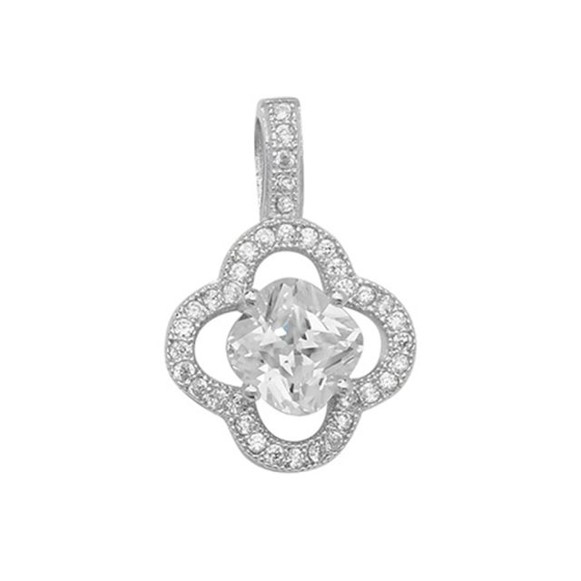 Buy Sterling Silver Cubic Zirconia Quatrefoil Shape Pendant by World of Jewellery