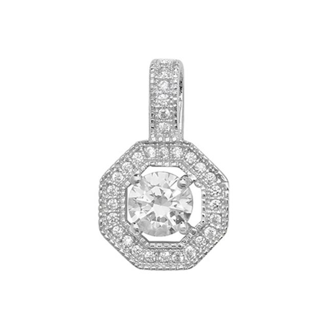 Buy Sterling Silver Cubic Zirconia Octagon Pendant by World of Jewellery