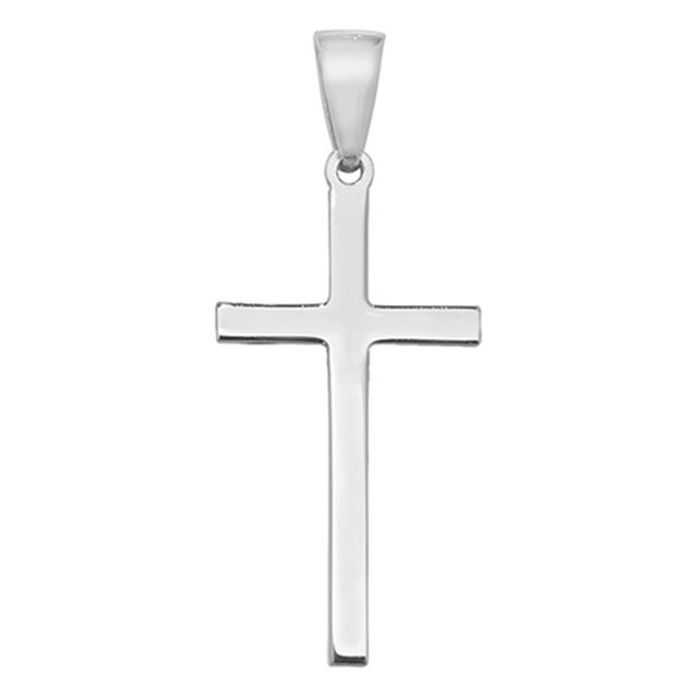 Buy Sterling Silver Plain 30MM High Cross Pendant by World of Jewellery