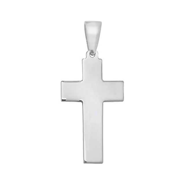 Buy Sterling Silver Plain Flat 26MM High Cross Pendant by World of Jewellery