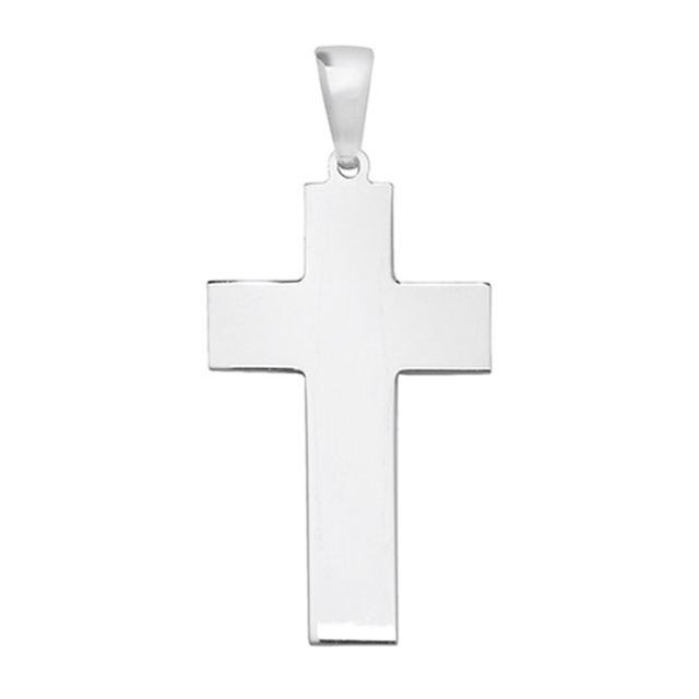 Buy Sterling Silver Plain Flat 33MM High Cross Pendant by World of Jewellery