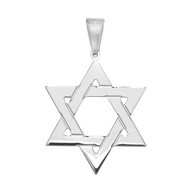 Buy Sterling Silver Plain 25MM High Star Of David Pendant by World of Jewellery