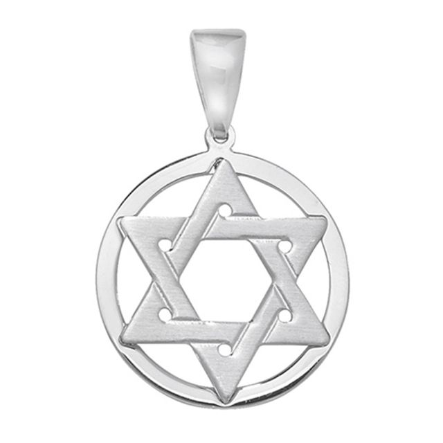 Buy Sterling Silver Plain 20MM Diameter Star Of David in A Circle Pendant by World of Jewellery