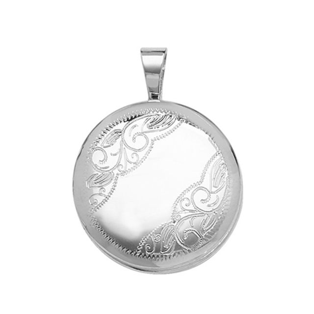 Buy Sterling Silver 15MM Round Engraved Corner Locket by World of Jewellery