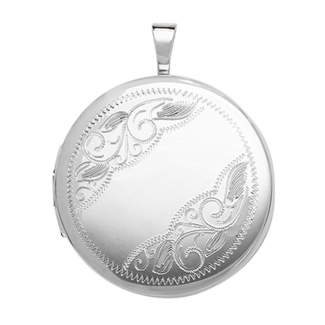 Buy Sterling Silver 21MM Round Engraved Corner Locket by World of Jewellery
