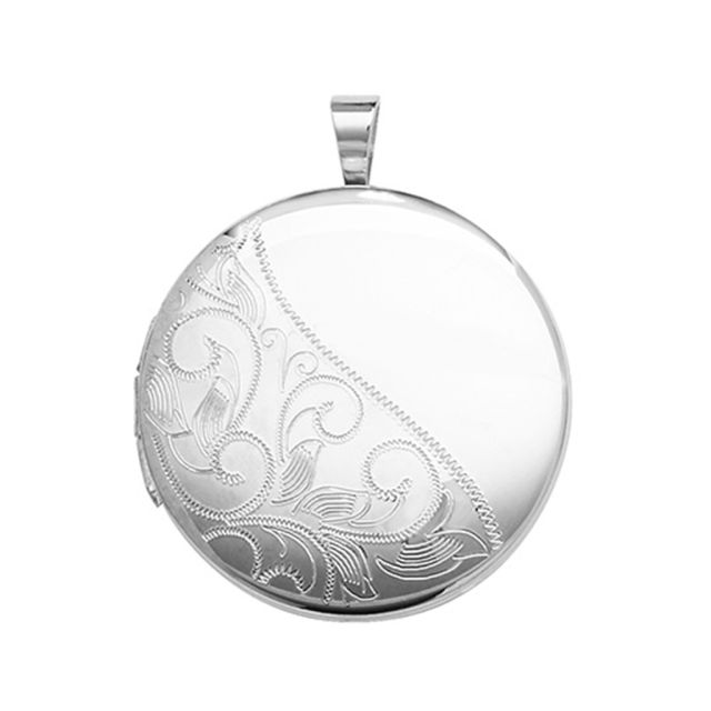 Buy Sterling Silver 21MM Round Half Engraved Locket by World of Jewellery
