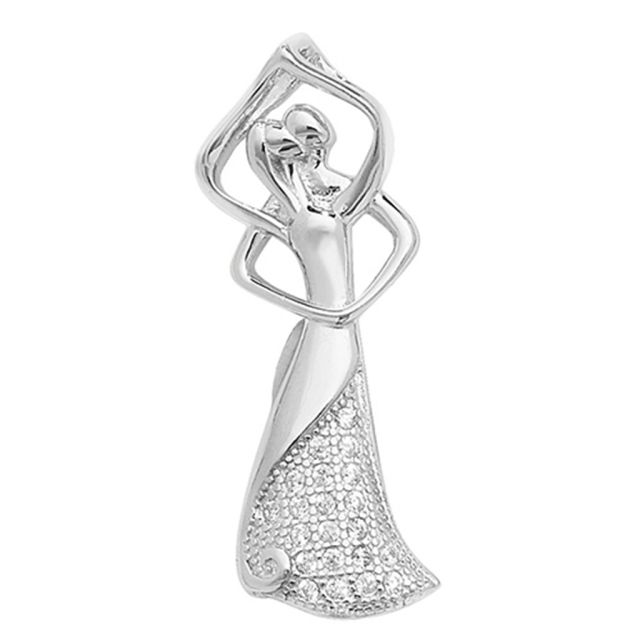 Buy Sterling Silver Cubic Zirconia Dancing Couple Pendant by World of Jewellery