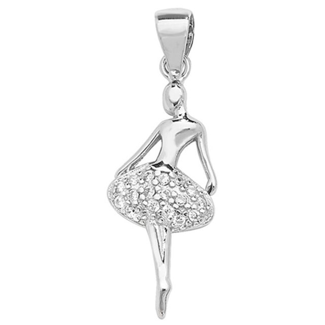 Buy Sterling Silver Cubic Zirconia Ballerina Pendant by World of Jewellery