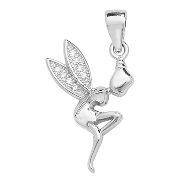 Buy Sterling Silver Cubic Zirconia Flying Fairy Pendant by World of Jewellery