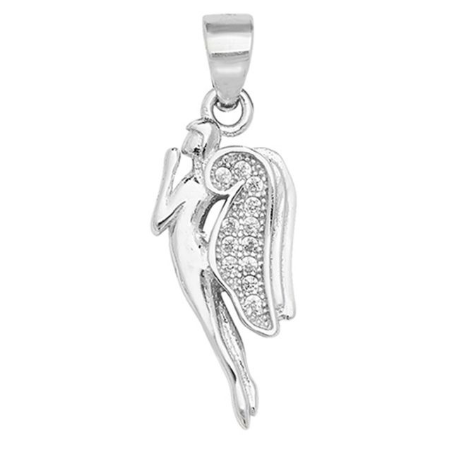 Buy Sterling Silver Cubic Zirconia Praying Angel Pendant by World of Jewellery