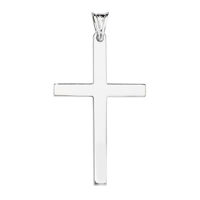 Buy Sterling Silver Plain 40MM High Cross Pendant by World of Jewellery