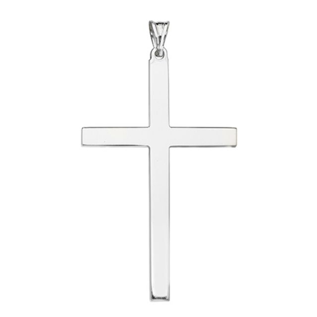 Buy Sterling Silver Plain 56MM High Cross Pendant by World of Jewellery