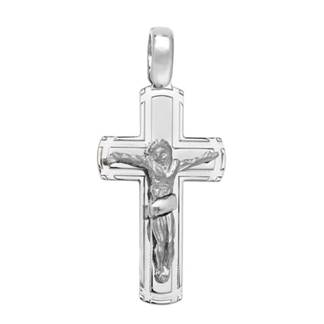 Buy Sterling Silver 30MM High Plain Crucifix Pendant by World of Jewellery