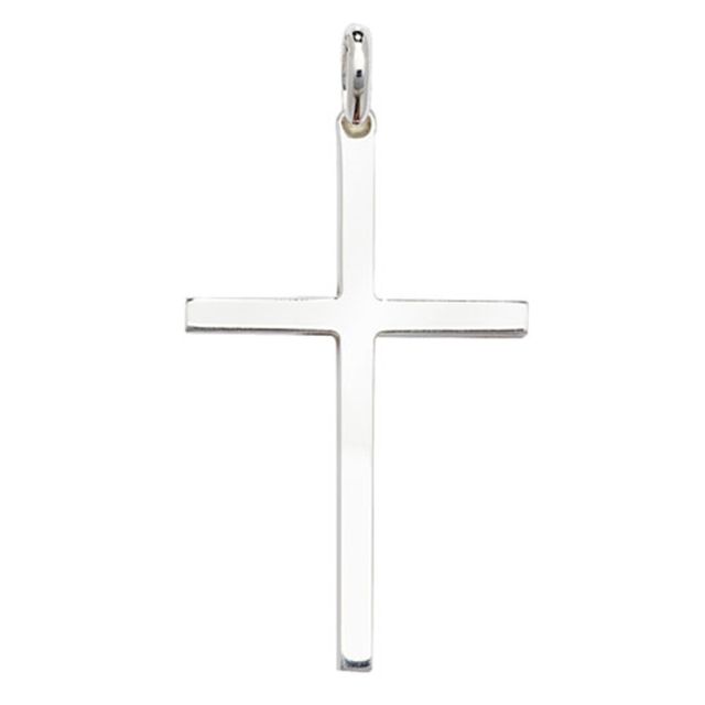 Buy Sterling Silver 33MM High Plain Cross Pendant by World of Jewellery