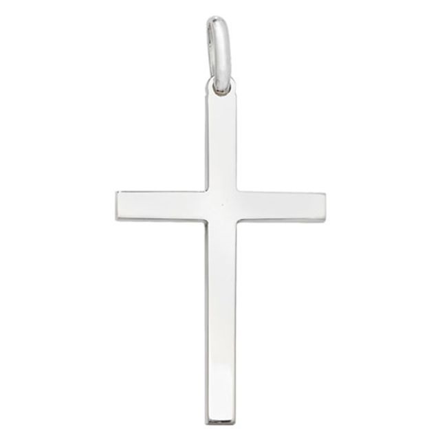 Buy Sterling Silver 40MM High Solid Plain Cross Pendant by World of Jewellery