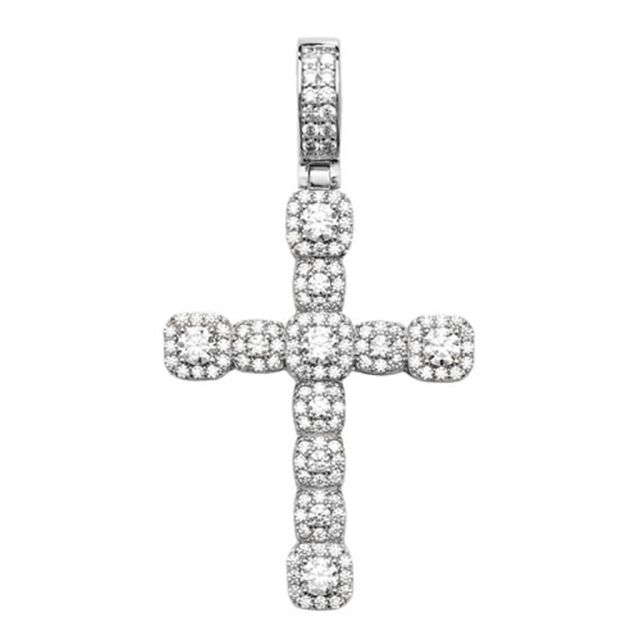 Buy Sterling Silver 40MM High Cubic Zirconia Set Cross Pendant by World of Jewellery