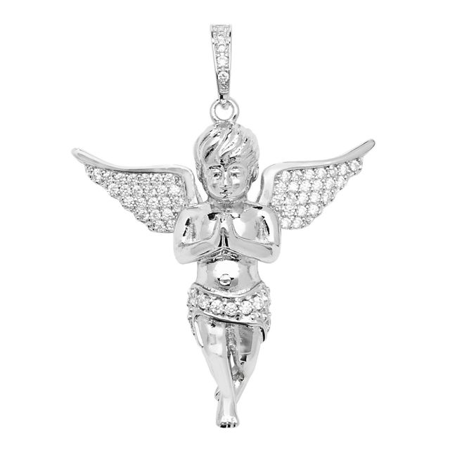 Buy Sterling Silver Cubic Zirconia Set Angel Pendant by World of Jewellery